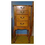 Wooden jewelry armoire w/ mirror, 17' x 13' x 37'