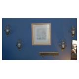 Mid Century wall decor: Metal mesh wall shelf -