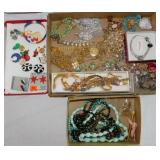 Flat of costume jewelry, some new