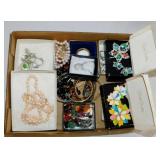 Flat of costume jewelry, some new