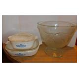 Corning Blue Cornflower: 10' baker w/ glass lid -