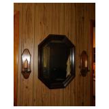 Pair of wooden candle sconces - Beveled framed