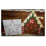 Yard art: Gingerbread house - Lighted star,