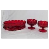 Fostoria Cadmium red glass: 2 footed sherbets -