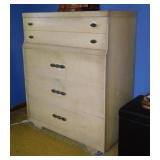 Mid Century blonde wood 4 drawer chest,