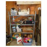 4 shelf metal shelving unit & contents: Bolts -