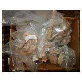 Wooden craft supplies: blocks, wheels, various