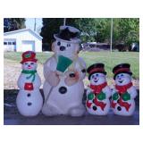 4 Christmas Snowman blow molds, tallest is 30'
