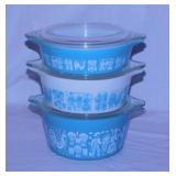 Set of three 1957 Pyrex Amish Butterprint