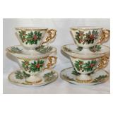 4 vintage Ucagco Japan Christmas teacups &