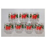 7 Libbey Christmas holly & berries glasses