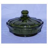 1969 Fostoria olive green coin glass candy dish w/