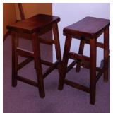 2 Mission style wooden bar stools