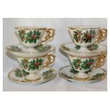 4 vintage Ucagco Japan Christmas teacups &