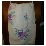 Hand appliqued purple iris floral quilt
