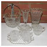 Fostoria American glass: Ice bucket w/ tongs -
