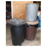2 Rubbermaid Roughneck plastic trash cans -