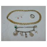 Sterling silver jewelry: Ring - Charm bracelet -