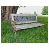 Child's cast iron & wood park bench w/ African