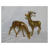 Brass: Sold buck & doe deer, 7.5' tall - Mini