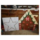 Yard art: Gingerbread house - Lighted star,