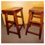 2 wooden bar stools