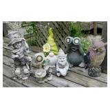 Garden Yard art statues: Solar frog - 3 gnomes -