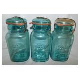4 Ball Ideal glass canning jars w/ glass lids