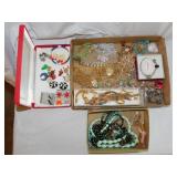 Flat of costume jewelry, some new