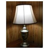 Pair of metal table lamps w/ linen shades,