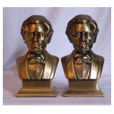 Pair of heavy cast metal President Abraham Lincoln