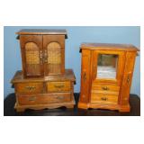 2 wooden tabletop jewelry boxes