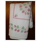 Hand embroidered Strawberries quilt