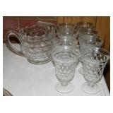 Fostoria American glass: Pitcher w/ ice lip, 5.5'