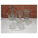 Fostoria American glass: Ice bucket w/ tongs -