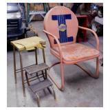 Vintage metal patio lawn chair - Wood & metal