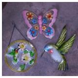 Metal & glass yard art stakes & wind spinners