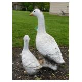 2 cement patio porch geese, largest goose is 26'