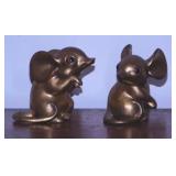 Kitschy Mid Century gilded ceramic big ear mice -