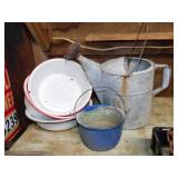 Galvanized watering can - 4 pieces enamelware