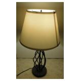 Modern twisted metal table lamp w/ linen shade,