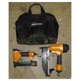 2 Bostitch air nail guns in canvas bag,