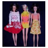 Three 1960's Barbie dolls: Cheerleader outfit -
