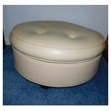 Vinyl rolling ottoman footstool, 24' diam.,