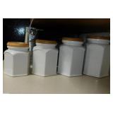 Ceramic kitchen canister set, tallest is 8.5'