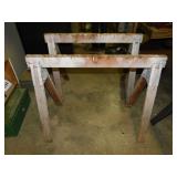 Pair wooden & metal saw horses