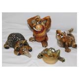 Four 1980's John Raya Beasties figurines: Frog -
