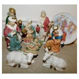 Porcelain 8 piece Nativity set, tallest is 9' -