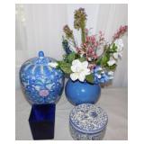 Weberg Furniture candy dish & vases, tallest vase
