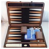 Backgammon set w/ leather case, 16' x 10'